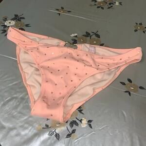 VICTORIA SECRET GOLD & PEACH BIKINI Bottom HALTER HEART BATHING SUIT bottom S
